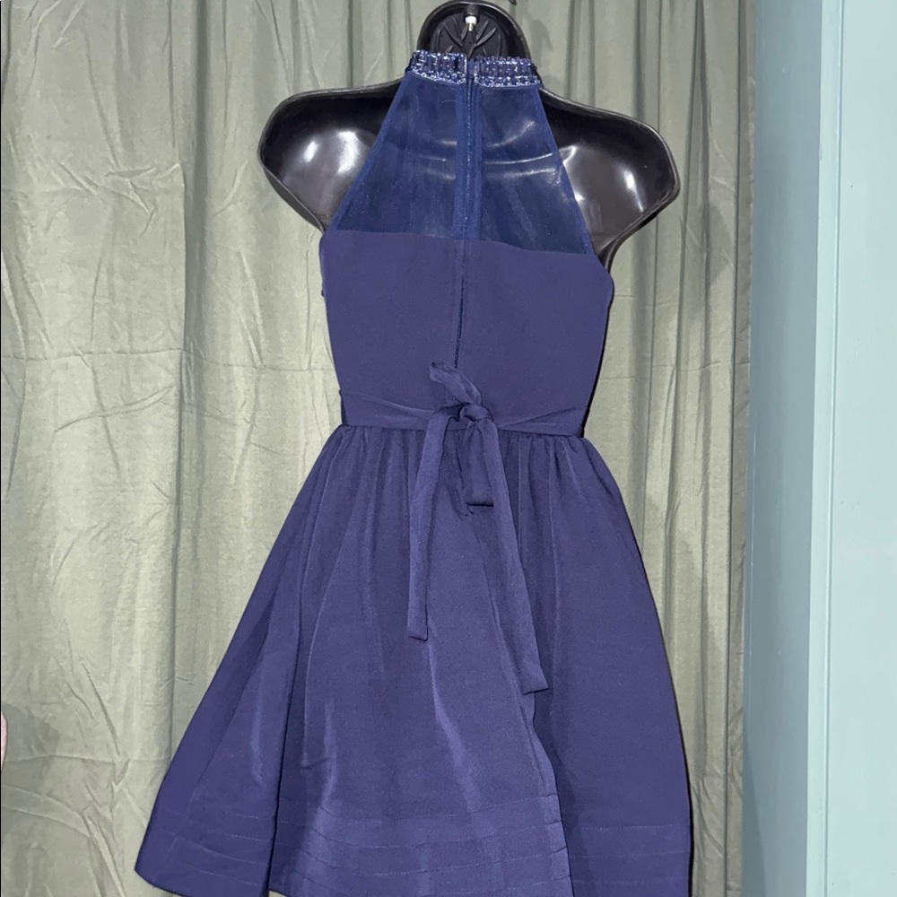 Rare Editions Navy Blue Halter Mini Dress - Picture 2 of 6